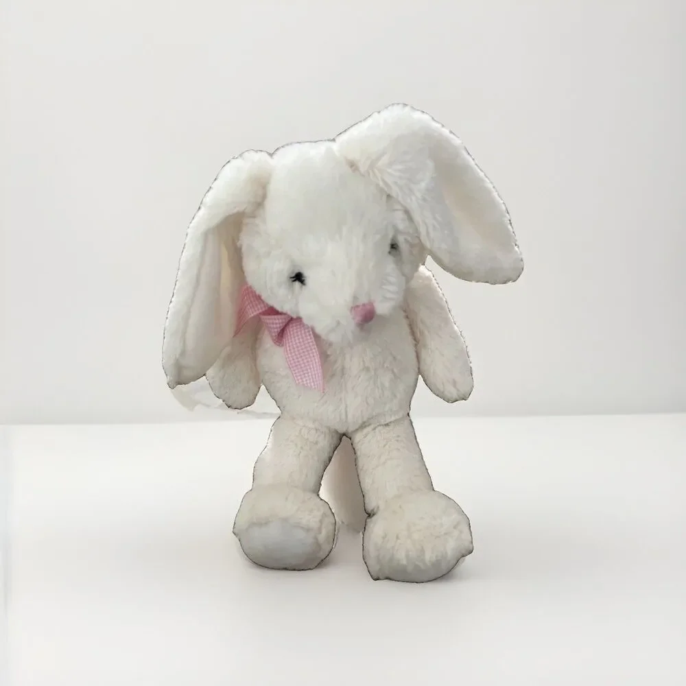 The Children’s Place 13” Plush Bunny Rabbit Ivory White Stuffed Animal Pink Bow